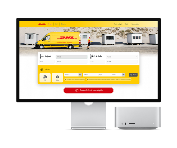 Mac Studio affichant dhlexpress.fr